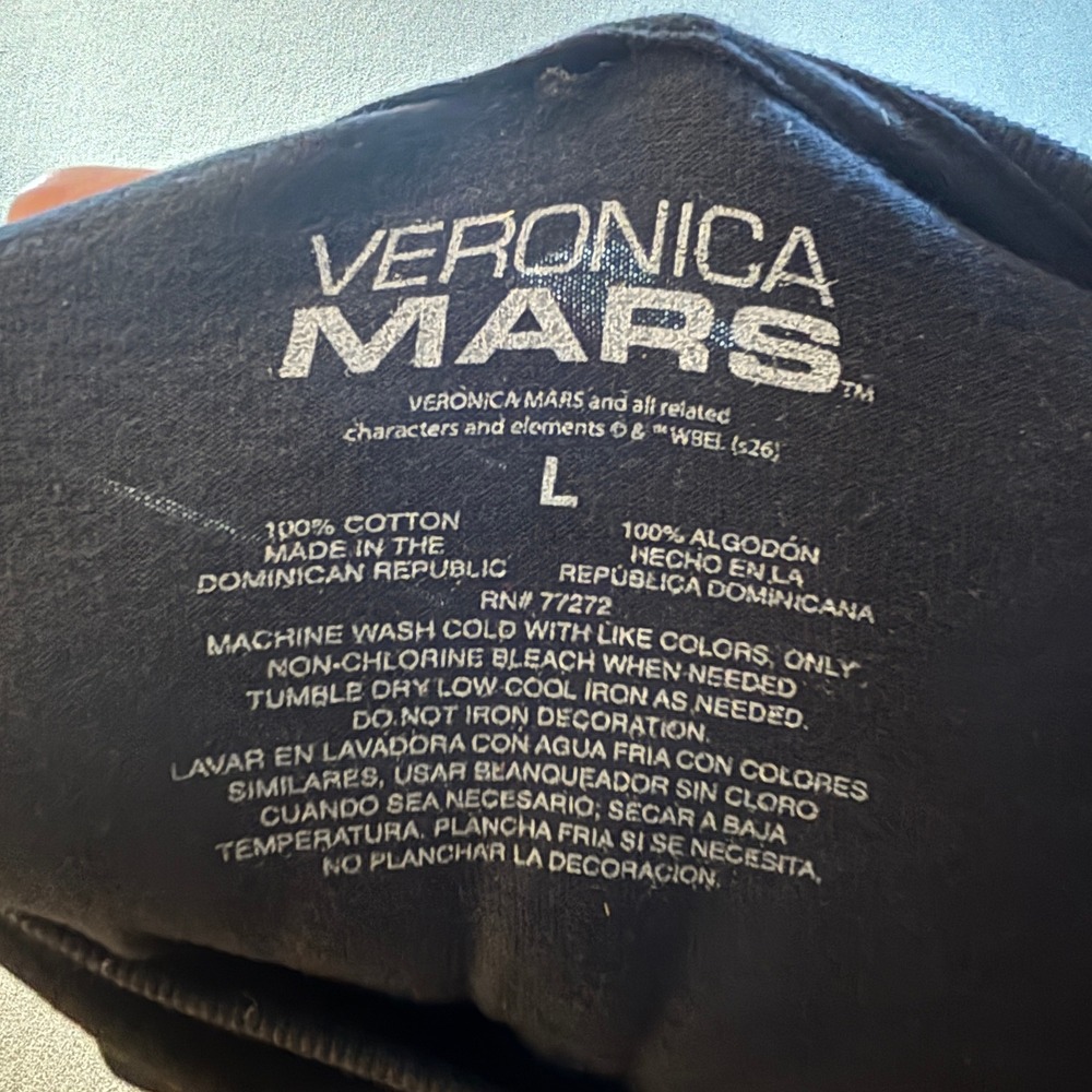 Veronica Mars Graphic T-Shirt L Black Kristen Bell Mars Investigations TV NWOT - Picture 4 of 6